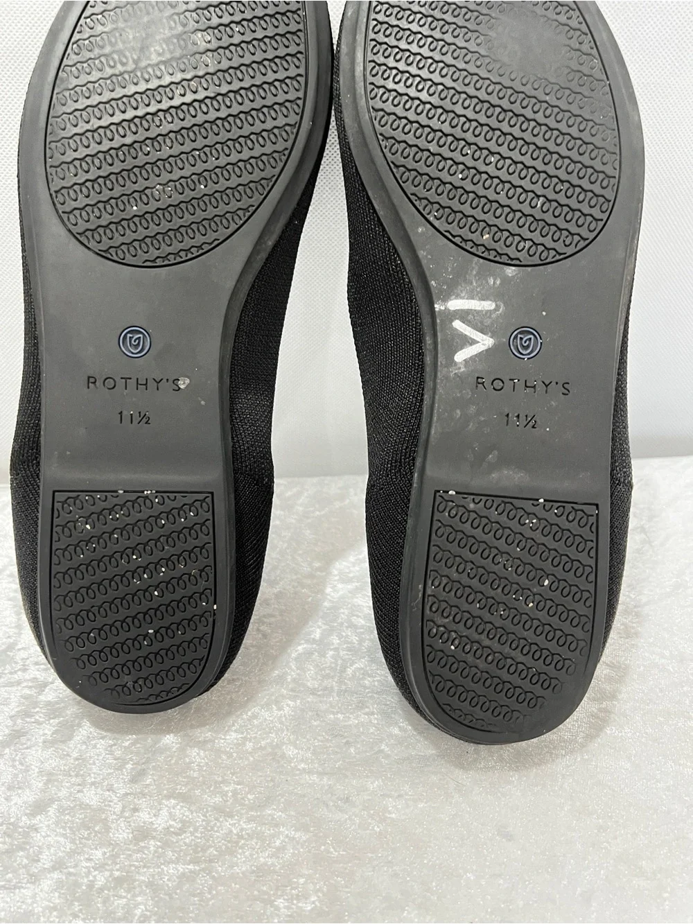 Rothy’s The Loafer Flats Black/Blue Detail Size 11.5 Knit Stretchy Slip-On Comfy